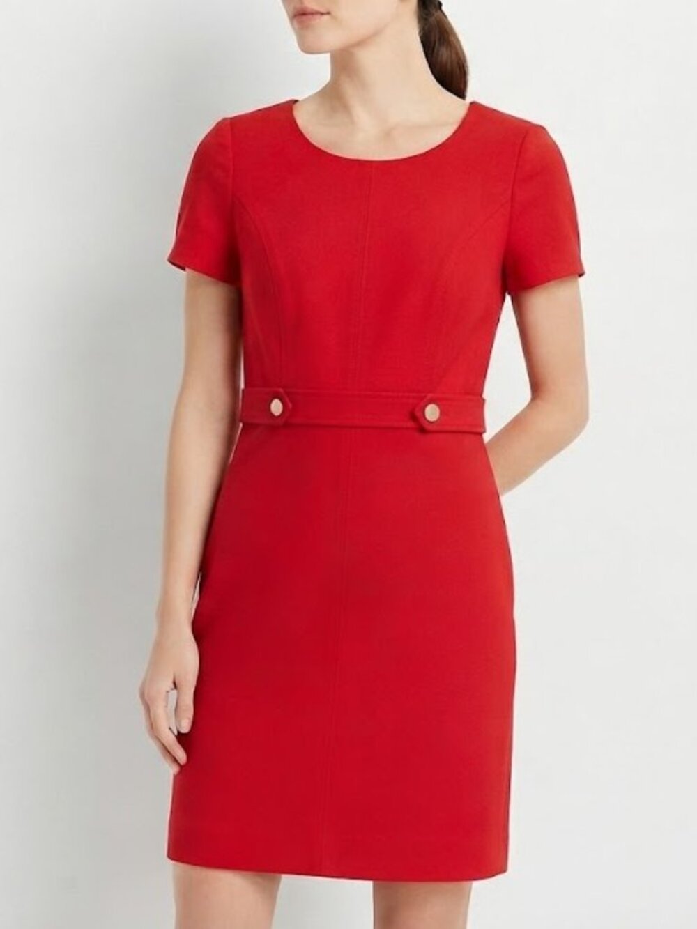 Talbots Red Short-Sleeve Midi Dress